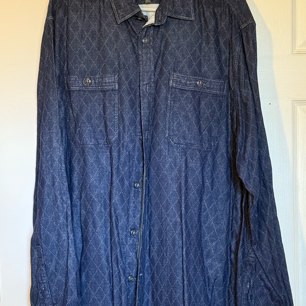 Banana Republic Blue Quilted Shirt with Diamond Stitching